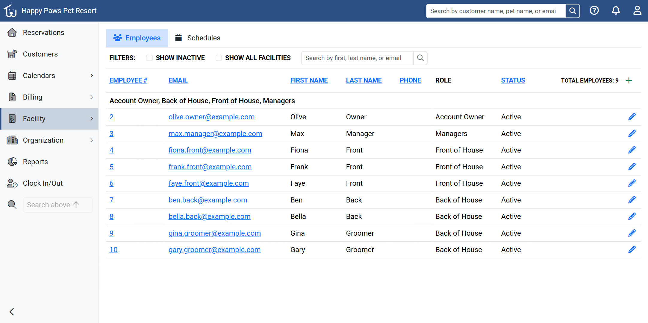 Preview of the Petsoft Employee Management Pages