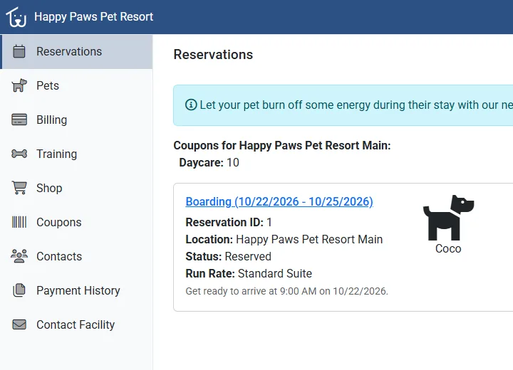 Pet parent portal