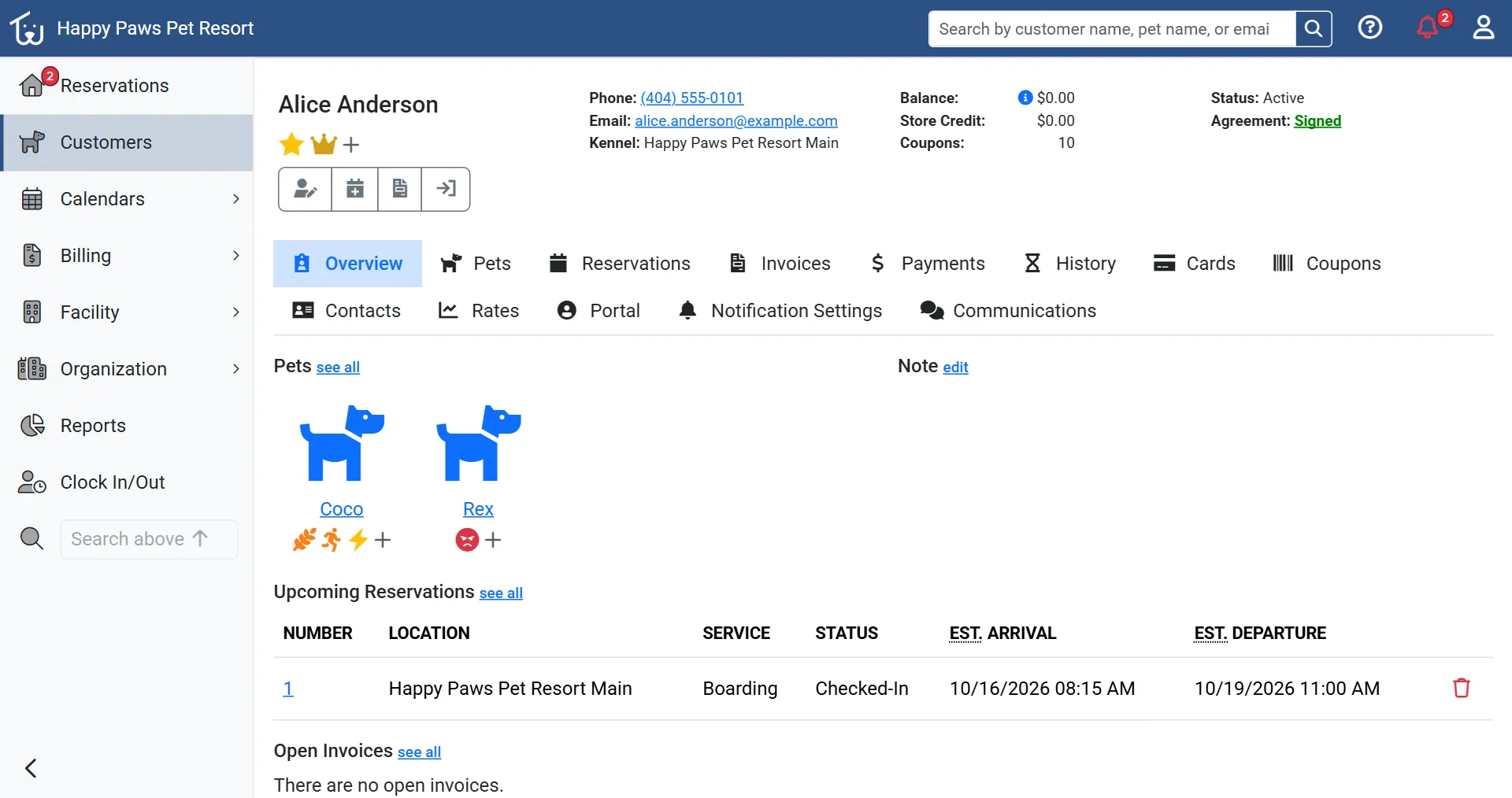 Petsoft tag chips on a customer profile